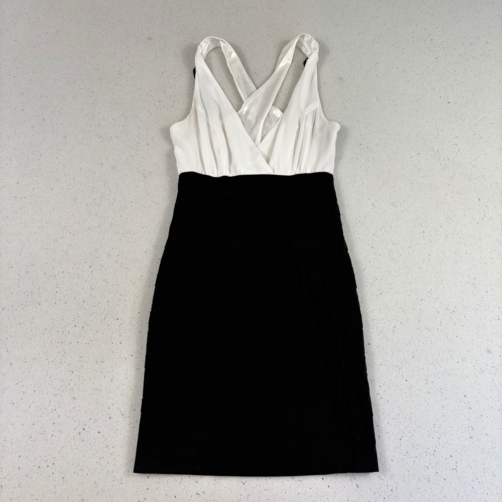 GUESS Black &‎ White Crossover Strappy Bandage Bodycon Dress Size Small